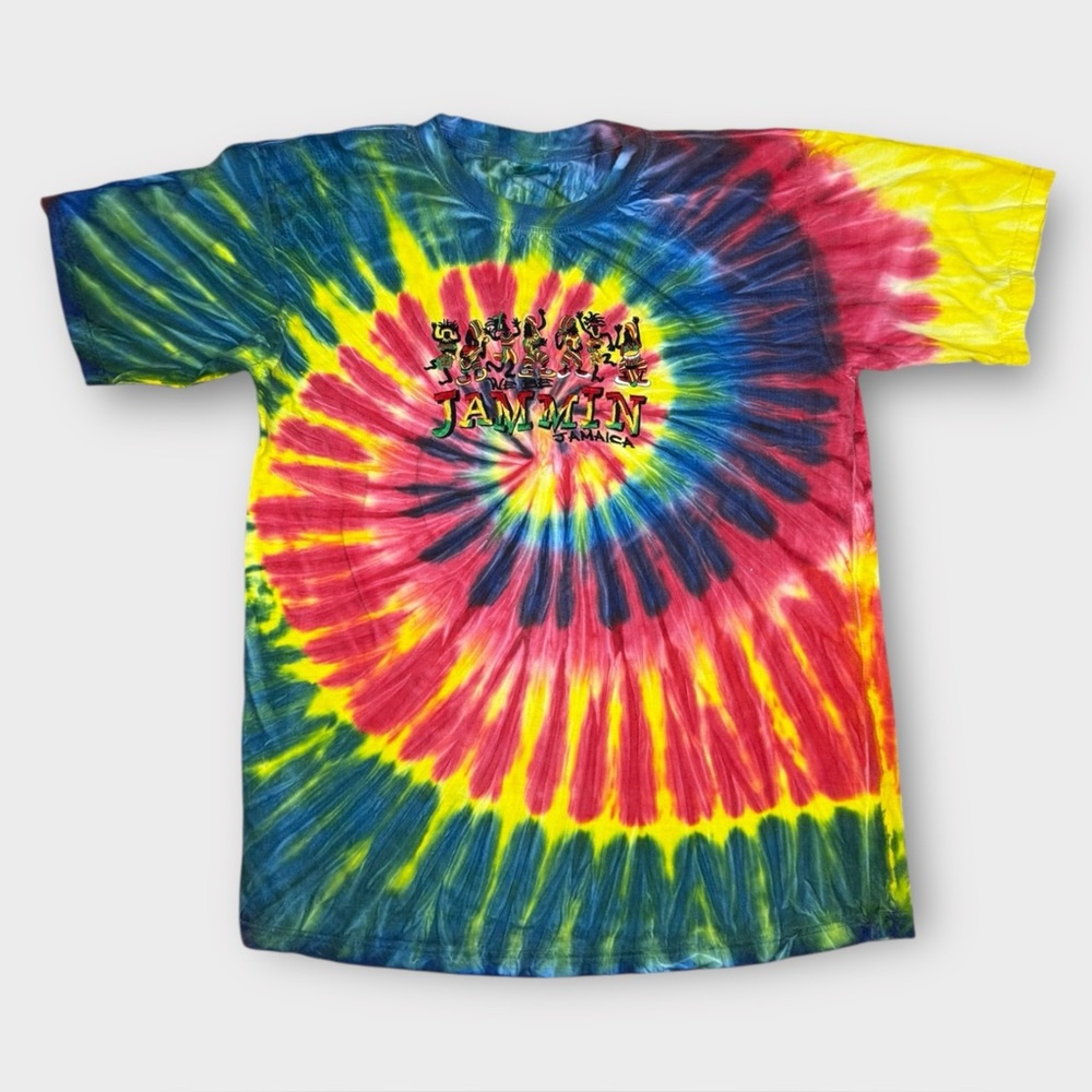 Island Tees Jamaica We Be Jammin Tie Dye T-Shirt Men Large Spiral Graphic Cotton